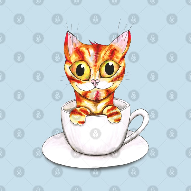 Striped coffee cat by Bwiselizzy