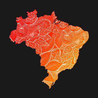 Colorful mandala art map of Brazil with text in red and orange T-Shirt