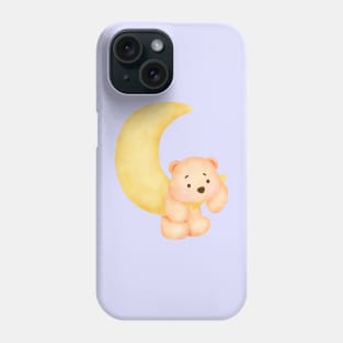 Cute teddy bear on the moon Phone Case