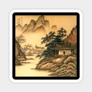 Chinese painting Mountains Magnet