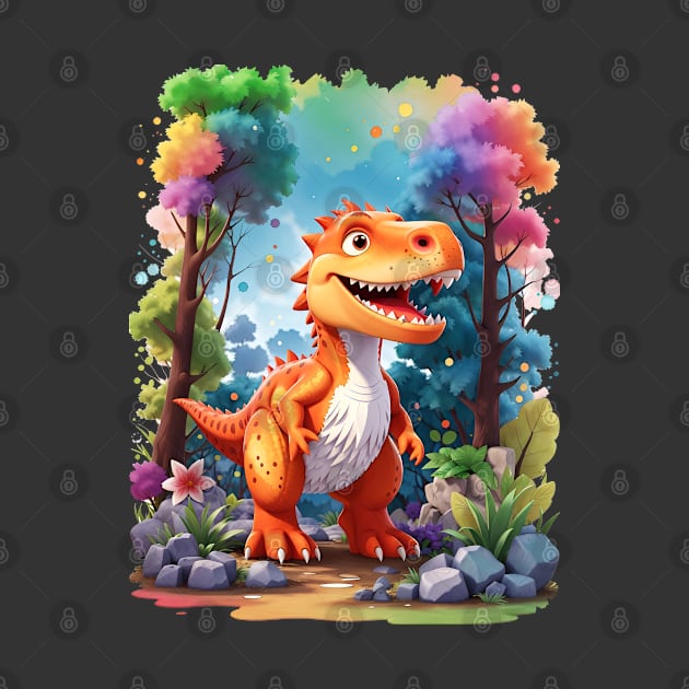 Colorful Cute Dinosaur Trex by Jurassic Merch