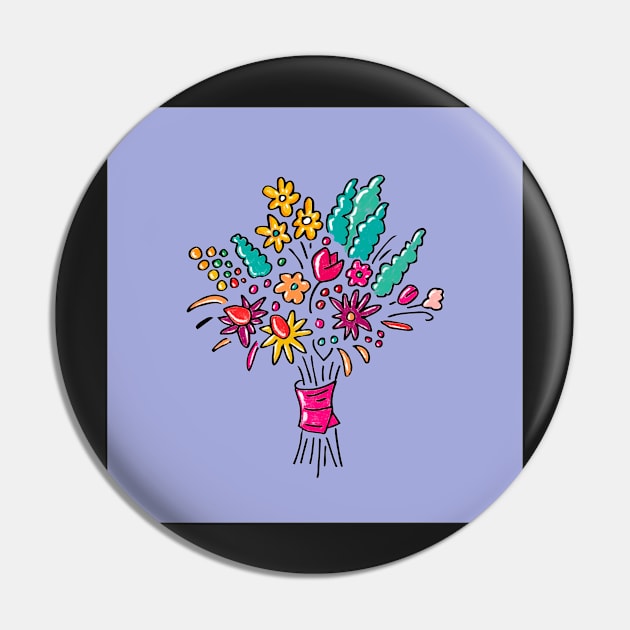 Floral bouquet on blue bell Pin by colorofmagic