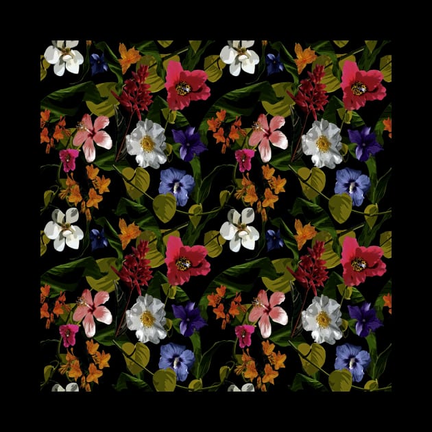 Tropical Midnight Floral Garden by My Petal Press