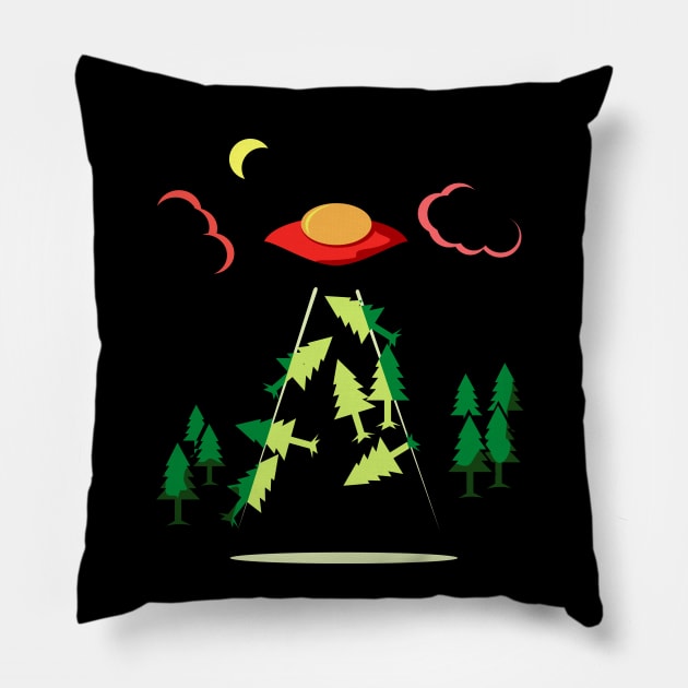 Alien steal the Christmas tree Pillow by osvaldoport76