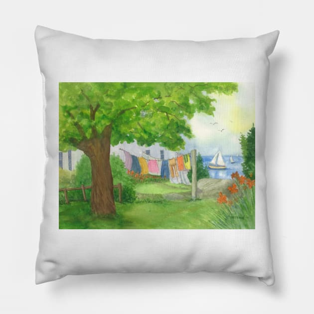 Monday Laundry Day Pillow by ROSEANN MESERVE 