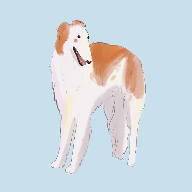 borzoi watercolor art by Mayarart