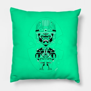 mexican sisimite apex gorilla in olmec sentinel head ecopop in techno patterns art Pillow