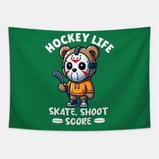 Cute Bear Hockey Life Kawaii Tapestry