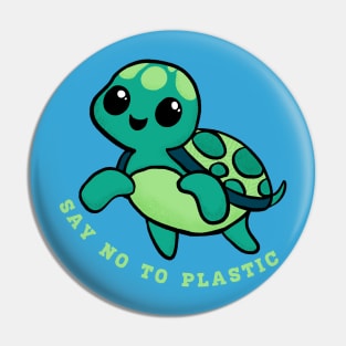 Sea Turtle Say No to Plastic Pin