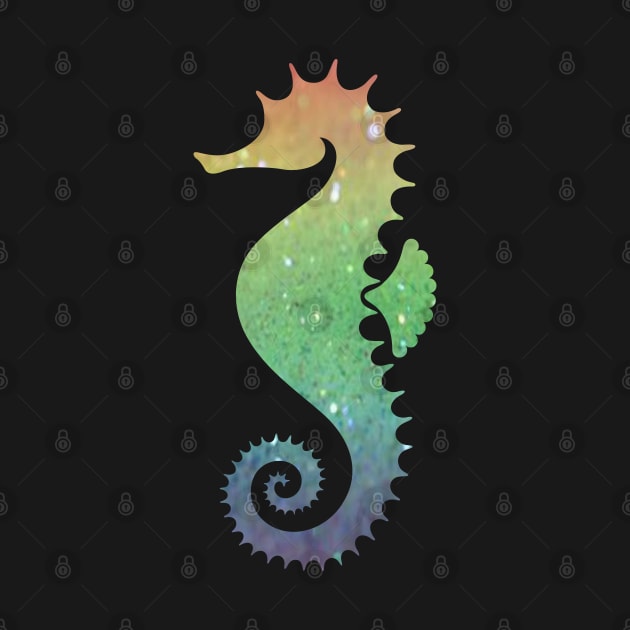 Rainbow Ombre Faux Glitter Seahorse by Felicity-K