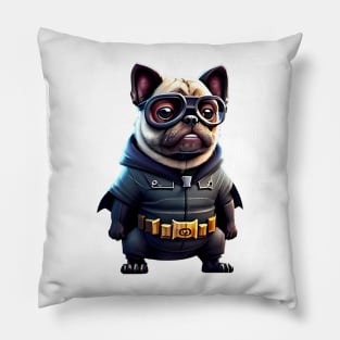 Cute Pug in Bat Costume - Adorable Pug in Bat Suit Design Pillow