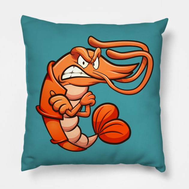 Angry shrimp Pillow by memoangeles