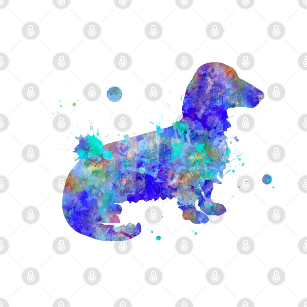 Long Haired Dachshund Watercolor Painting 2 by Miao Miao Design