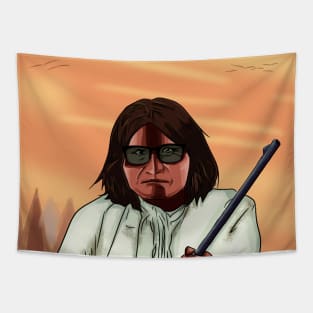 Native American Geronimo GTA Art Style with Background Tapestry