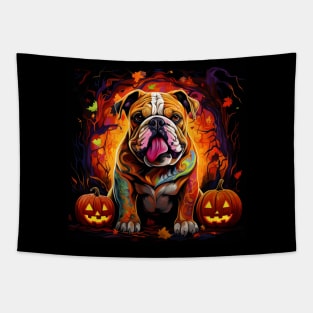 Cute Bulldog Halloween painting Tapestry