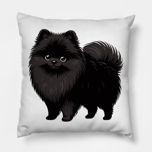 Black Pomeranian Cartoon Pillow