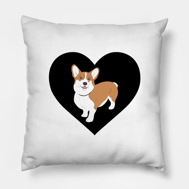 Corgi In A Black Heart Pillow by CorgiButtDance