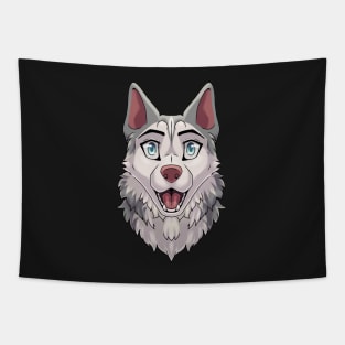 Shocked Surprised Expression Gray Husky Dog Tapestry