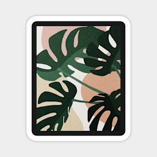 Monstera leaves,Tropical leaves, Green leaves, Leaf, Modern art, Abstract, Minimalistic, Modern Magnet