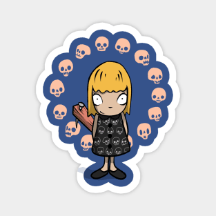 Preppy Gothic Skull Girl Logo Design Magnet