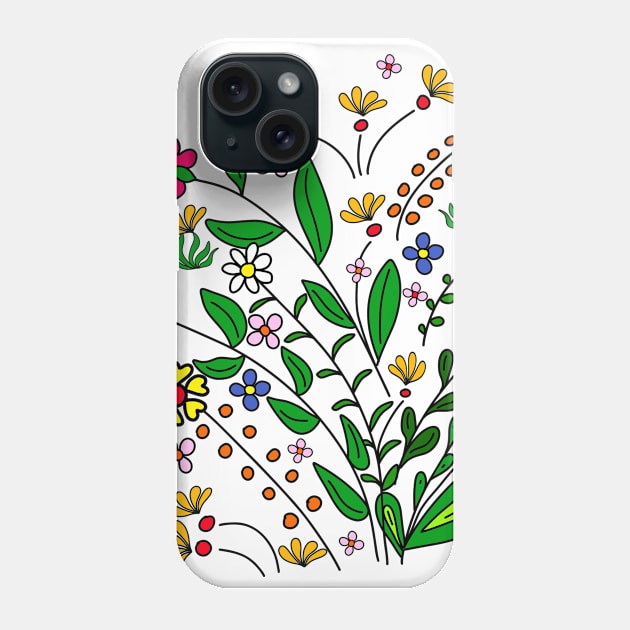 colourful flower meadow blooming flower tendril floral pattern Phone Case by rh_naturestyles