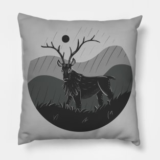 Monochromatic Black and White Elk Design Pillow