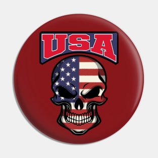 USA FLAG IN A SKULL EMBLEM Pin