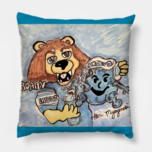 Detroit Lions Roary Drinking the Honolulu Blue Kool Aid Pillow