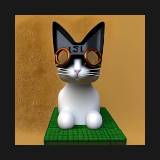 White cat with goggles. Funny futuristic design for cat lovers! T-Shirt