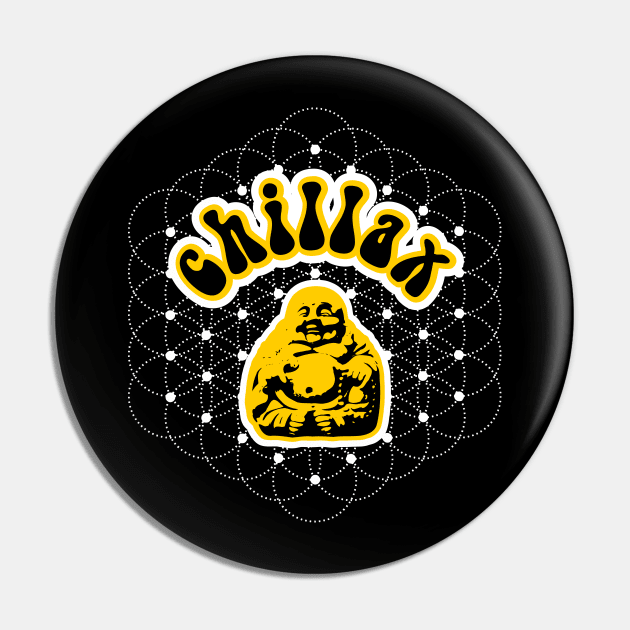 Budai "Chillax" Laughing Buddha T shirt Pin by focodesigns