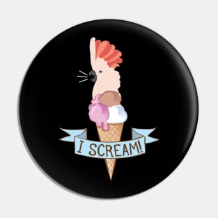 Moluccan Cockatoo Ice Cream Parrot Pin