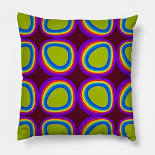 Purple and green abstract retro pattern Pillow