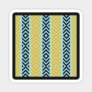 Navy, Teal, and Tangerine Diamond Tribal Stripe Pattern Magnet