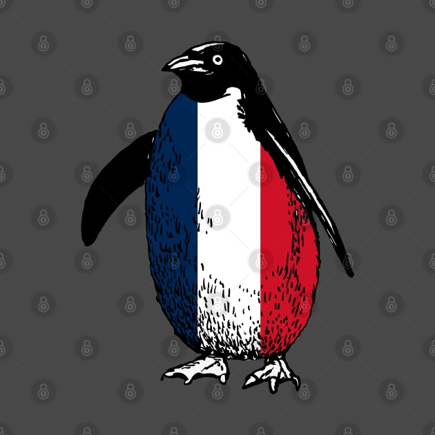 France Vintage Penguin with Flag of France | Funny Penguin Supporting France by Mochabonk