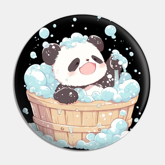 Panda In A Bubble Bath - Panda Bear Japanese Pin by Anassein.os