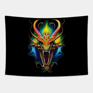 Roaring Dragon Head - Mythical and Fierce Design Tapestry