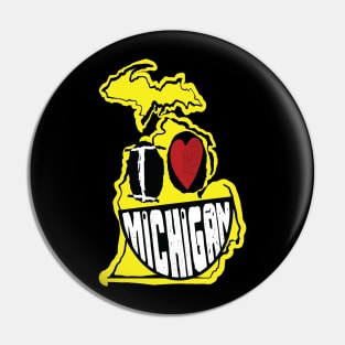 I Love Michigan Smiling Happy Face Pin