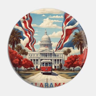 Alabama United States of America Tourism Vintage Poster Pin