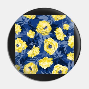 Yellow peonies - blue leaves Pin