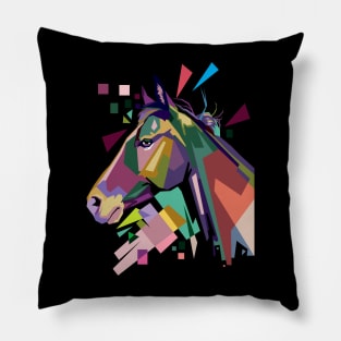 Horse portrait pop geometric art Pillow