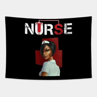 Womens RN CNA LPN Nurse Gifts Black Nurses T-Shirt Tapestry