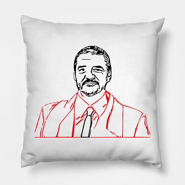 Pedro Pascal Line art Pillow by oliverze