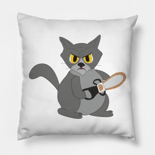 Cat with a chainsaw Pillow