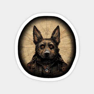 German Sheperd Surreal Steampunk Artwork, Dog Lover Magnet