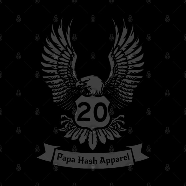 Papa Hash Apparel: 20 Eagle Black on Black by Papa Hash's House of Art