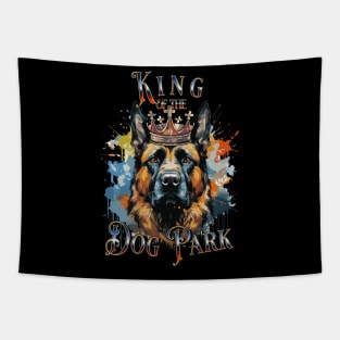 Cute German Shepherd King of the Dog Park graphic for dog lover dog mom dog dad Funny Dog Tapestry