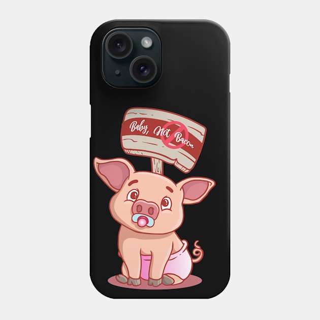 Vegan Piggy Will No Bacon Only Vegetables Plant And Fruit Phone Case by gdimido