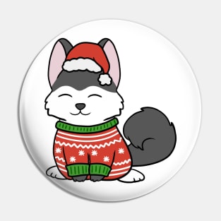 Christmas Sweater Husky Pin