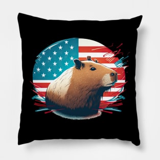 Capybara 4th of July Pillow