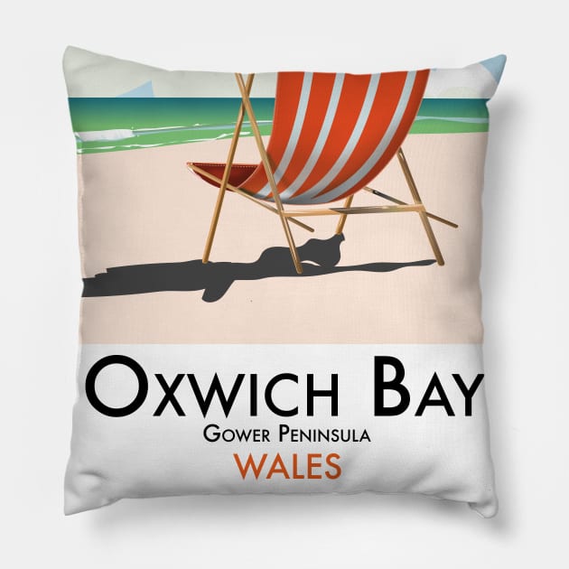 Oxwich Bay Gower Peninsula Wales Pillow by nickemporium1